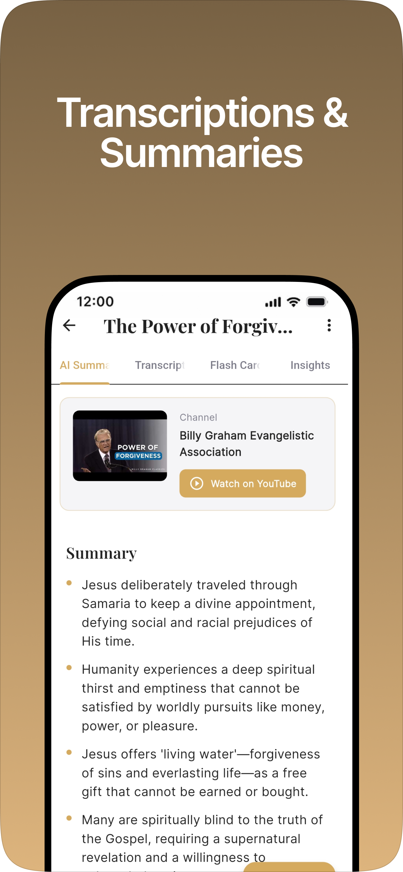 View transcripts and structured summaries
