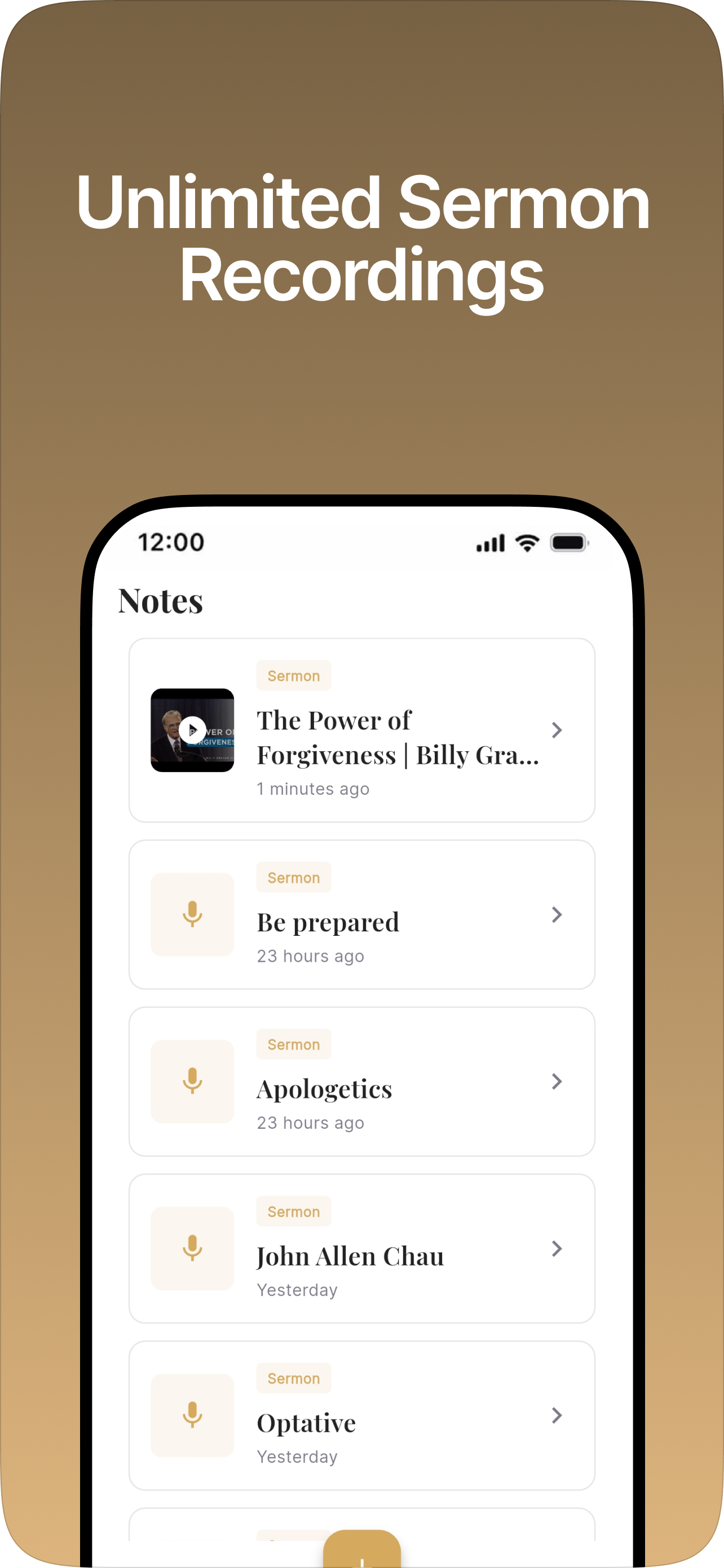 Unlimited sermon recordings